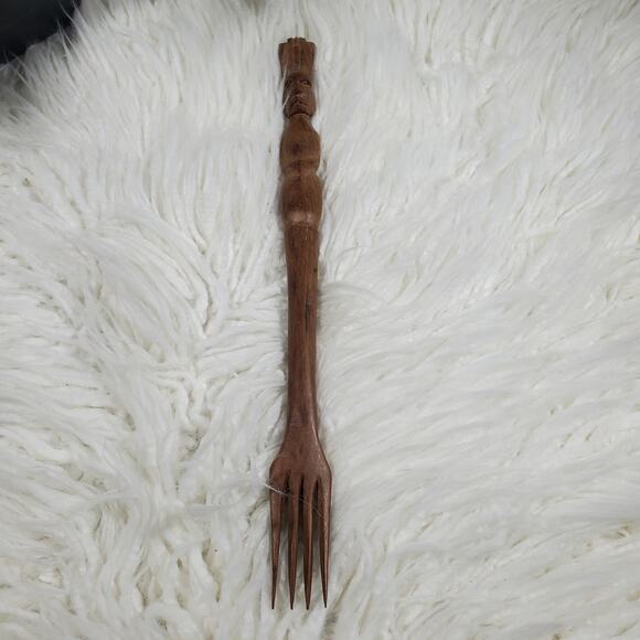 Hand-carved Wooden Tribal Fork - Picture 2 of 8